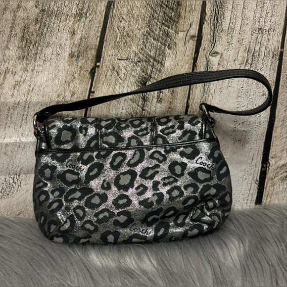 COACH - Black and silver Leopard Hand bag - Picture 2 of 9